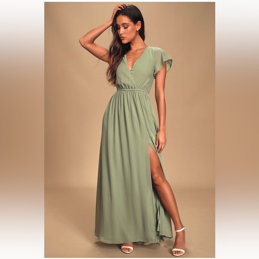 EUC Lulu’s Lost in the Moment Sage Brush Maxi Dress 1X